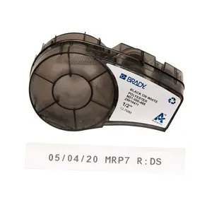Printer label Brady People ID M21-500-488 — White polyester self-adhesive, 1.27 cm × 6.4 m