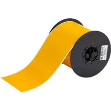 Brady 142032 Vinyl Label-Making Tape, 10.2 cm x 30.48 m, Black on Yellow