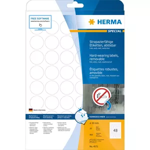Самоклеящаяся этикетка HERMA 4571 Удаляемая Белая 960 шт.