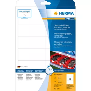 Self-adhesive label HERMA 4574 Removable White 240 pc(s)
