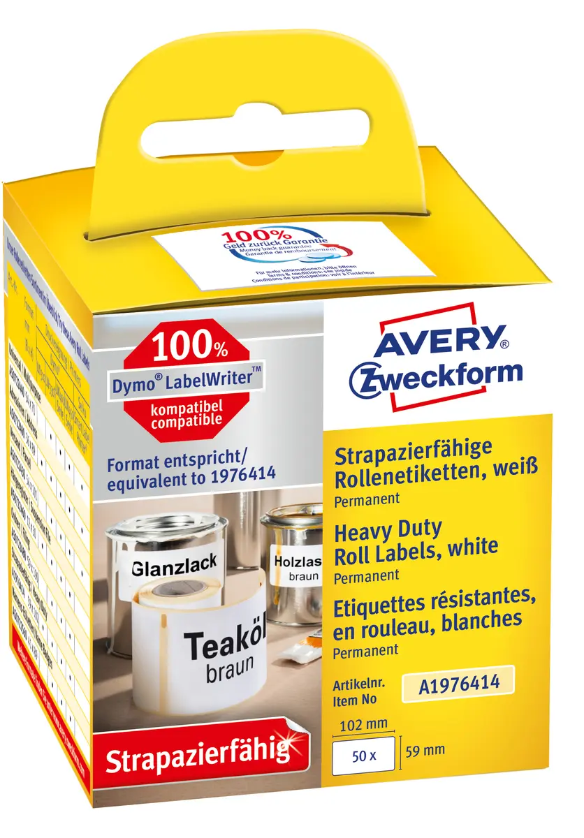 Avery A1976414 pašlīmējošās etiķetes apaļots taisnstūris