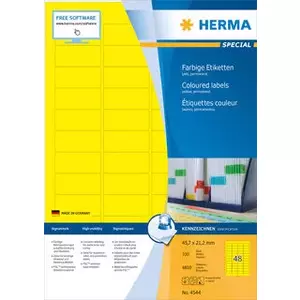 Самоклеящаяся этикетка HERMA 4544 Закругленный прямоугольник Желтый