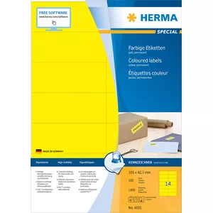 Самоклеящаяся этикетка HERMA 4555 Прямоугольная Желтая