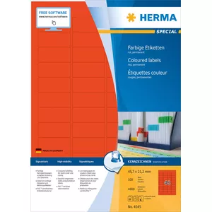 Pašlīmējoša etiķete HERMA 4545 Taisnstūra Sarkana
