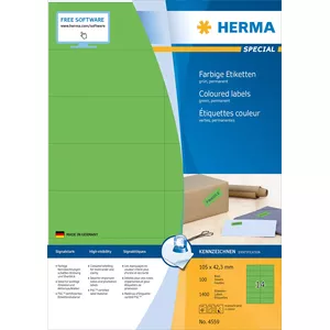 Самоклеящиеся этикетки HERMA 4559 Прямоугольные Зеленые 1400 шт.