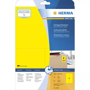 Самоклеящиеся этикетки HERMA 4561 Прямоугольные Желтые 80 шт.