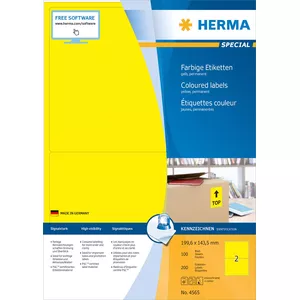 Самоклеящаяся этикетка HERMA 4565 Прямоугольная Желтая