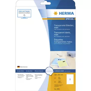 Самоклеящаяся этикетка HERMA A4 Прямоугольная Прочная Прозрачная