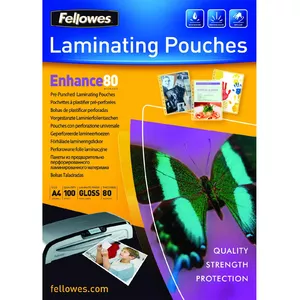Laminating Pouch Fellowes A4 Pre-Punched 80 Micron