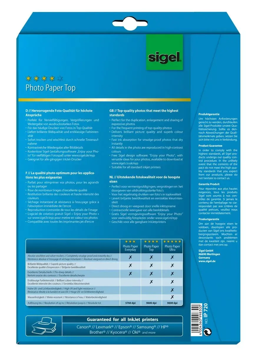 Fotopapīrs Sigel InkJet Top A4 Photo 2
