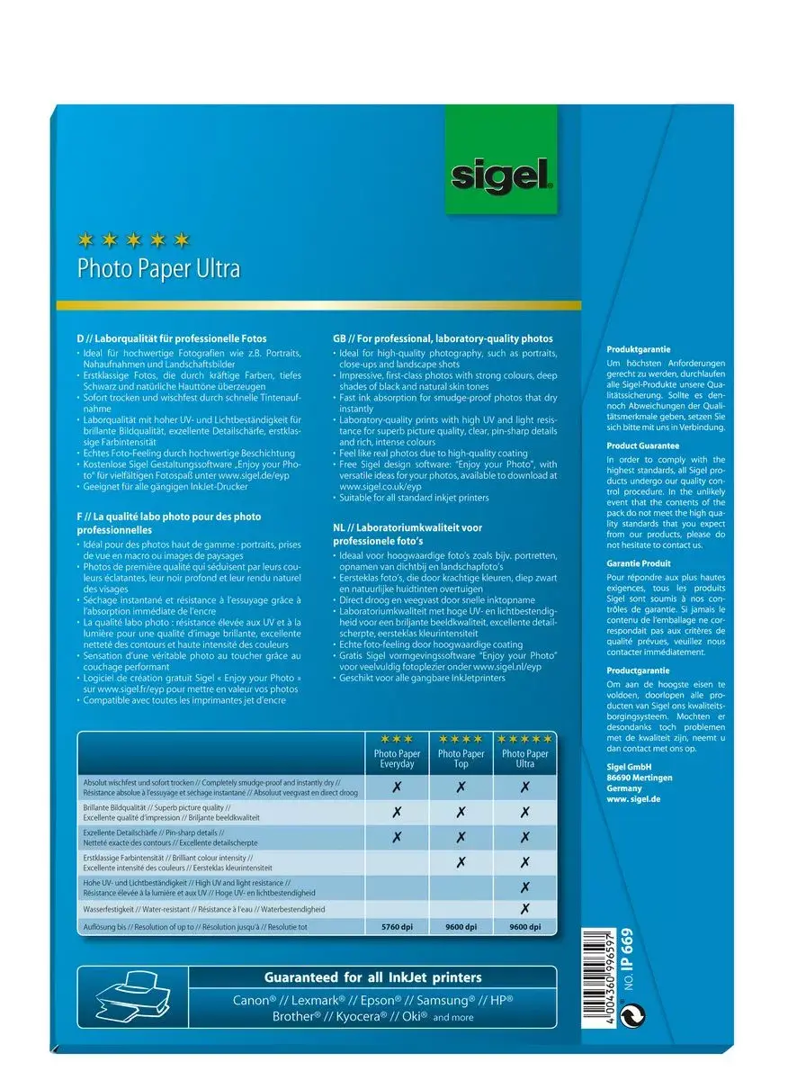 Fotopapīrs Sigel InkJet Ultra A4 Photo 3