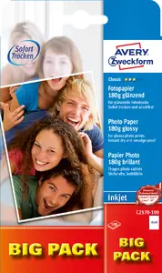 Avery Classic Inkjet Photo Paper 10x15 cm 180 g/m² Glossy White 100 Sheets