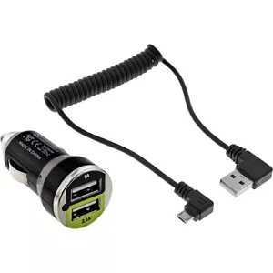 Car Charger InLine USB DUAL+ KFZ 31502C with 1m Spiral Cable