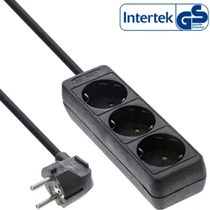 InLine Socket strip InLine 3-way earth contact CEE 7/3 black 5m