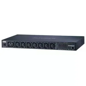 Power distribution unit ATEN PE6208G — 8 AC outlets, monitored PDU, 1U rack, C20 coupler, 100–240V, 16A