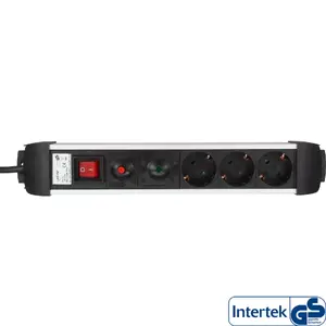 InLine Socket Strip Aluminum 3-way with protection switch 1.5m