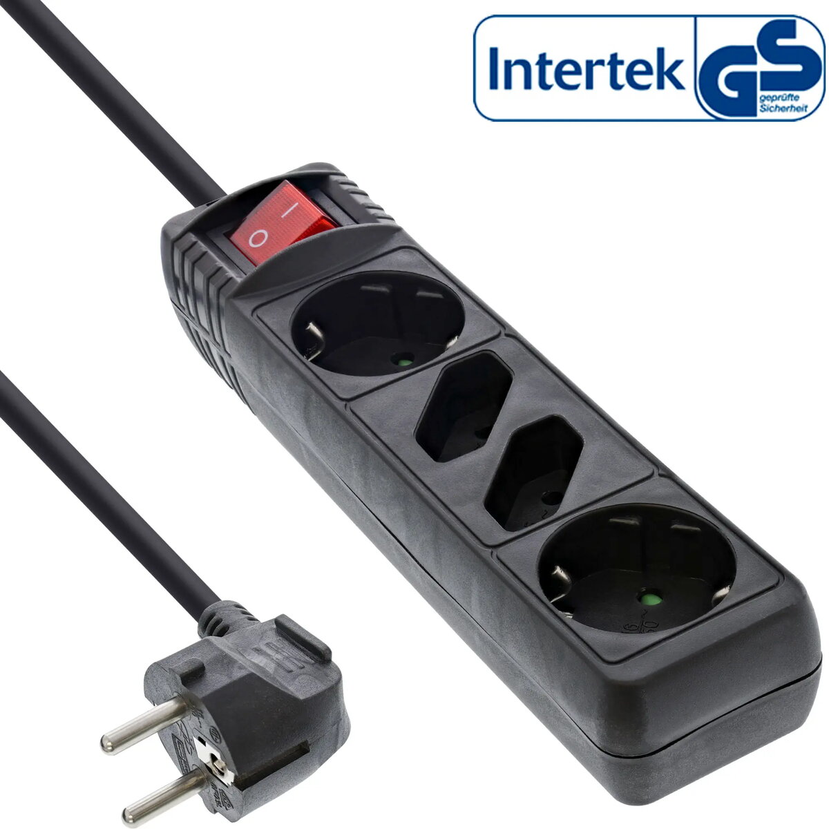 InLine 16445S Kontaktligzdu sloksne 4-vietīga ar