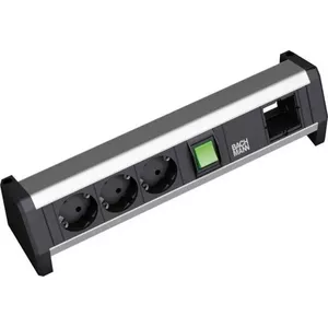 Удлинитель Bachmann 3x Schuko 1x GST18 Черный Серебристый