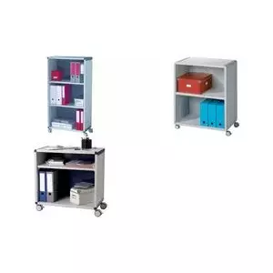 Cleaning Trolley Paperflow Rollwagen 381K2.02 with 3 Compartments, Grey Polystyrene