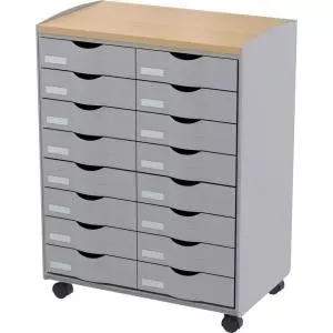 Тележка для хранения Paperflow DT162N.02.23, 16 ящиков, 55,2×74,5×35 см, серый