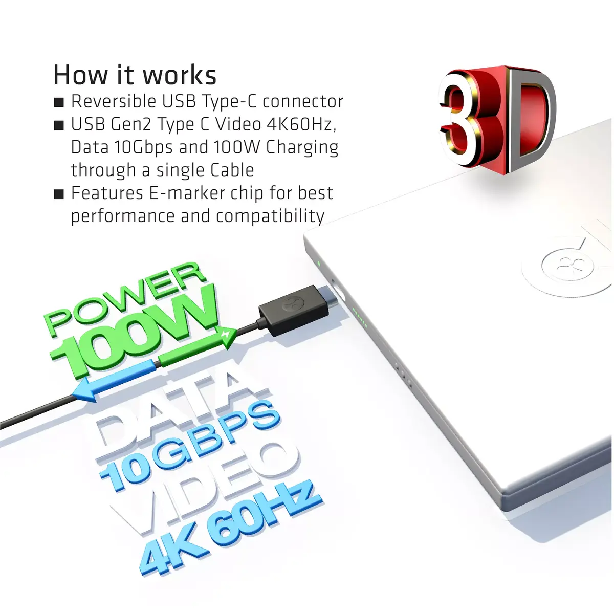 USB кабель CLUB3D USB Gen2 Type C Photo 4