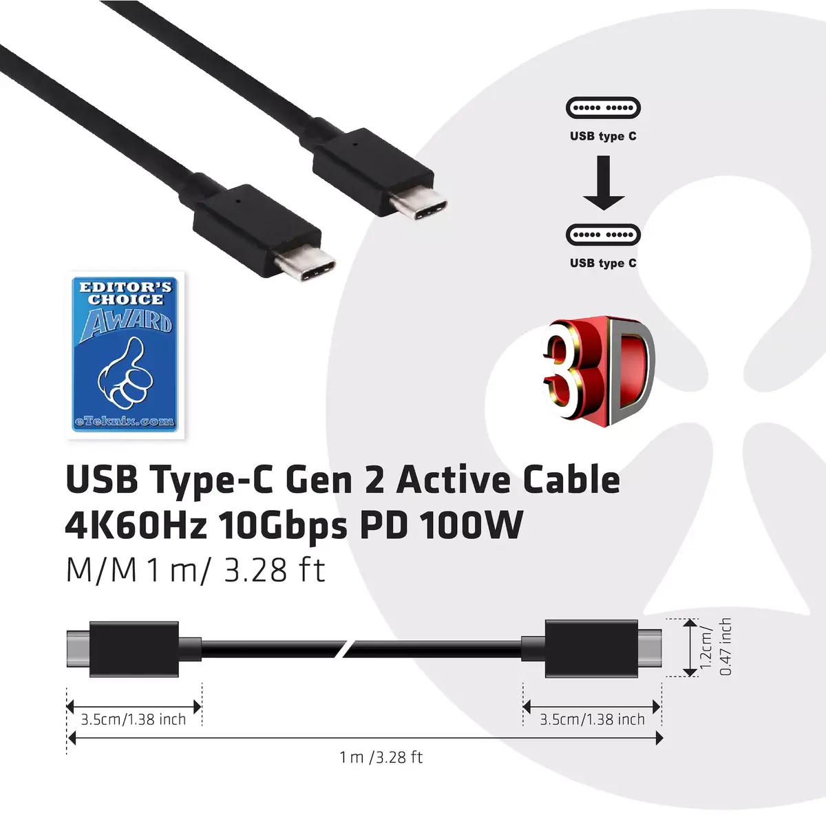 USB кабель CLUB3D USB Gen2 Type C Photo 5