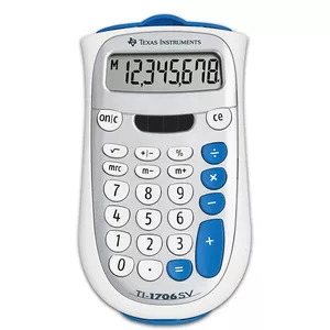 Texas Instruments TI 1706 SV калькулятор Настольный Базовый Синий, Серебристый, Белый