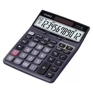 Desktop basic calculator CASIO DJ-120D, 12-digit, battery/solar, 1-line display, black