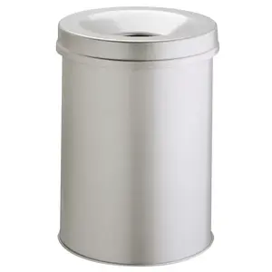 Durable 3305-10 Round Waste Bin 15L Steel Grey