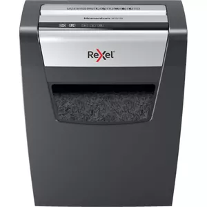 Шредер для бумаги REXEL Momentum X410 — фрагментный P-4, 4 x 28 мм, 10 листов, корзина 23 л, антизажим