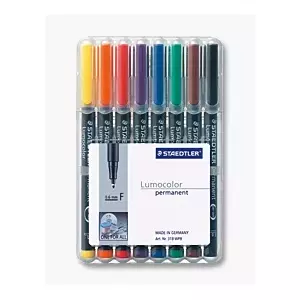 Staedtler 318 WP8 ūdensnoturīgais marķieris Melns, Zils, Brūns, Zaļš, Oranžs, Sarkans, Violets, Dzeltens 8 pcs