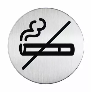 Sign plate Durable No Smoking round stainless steel, diameter 8.3 cm