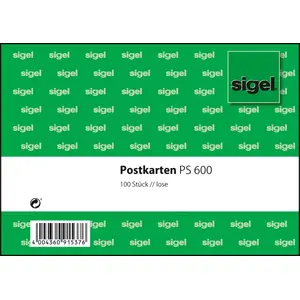 Indeksu kartītes Sigel PS600 Zaļas Baltas 100 gab.