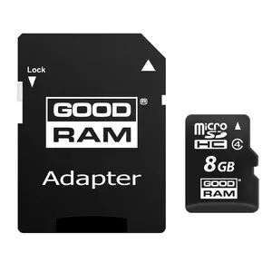 MicroSDHC memory card GOODRAM 8 GB UHS-I Class 4 (read 15 MB/s, write 4 MB/s) with SD adapter