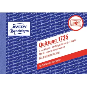 Avery 1735 бухгалтерский бланк/книга A6 40 страниц