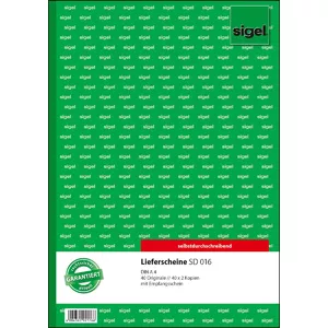 Rakstīšanas piezīmju grāmatiņa Sigel SD016 A4 40 lapas Zaļa Balta