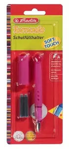 Herlitz Tornado Fountain Pen, Blue and Pink, Plastic and Rubber Housing