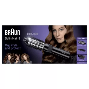 Braun Satin Hair 3 AS 330 Karstā gaisa suka Melns, Zils, Ceriņi 400 W 2 m