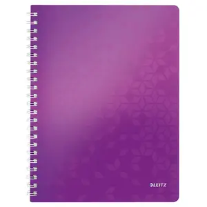 Notebook A4 squared LEITZ WOW, wirebound, PP softcover, 80 sheets, 80 g/m², purple