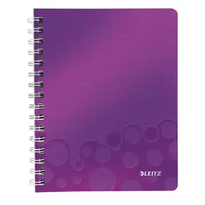 Leitz WOW A5 klades rūtiņās, spirālveida, ar PP vāku, purpura, 80 lapas, 80 g/m²