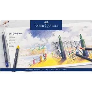 Krītiņi Faber-Castell Goldfaber Metal 36 gab., mīksta debesu serdi, daudzkrāsaini