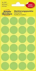 Avery 3597 Self-Adhesive Green Circle Paper Labels Removable 1.8 cm Diameter 96 Pack