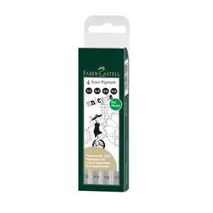 Fineliner pens Faber-Castell 167004 — pigment-based black ink, polypropylene housing, pack of 4