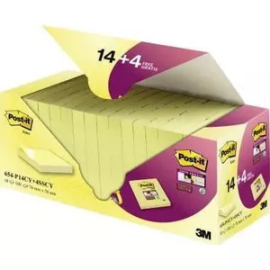 Стикеры 3M Post-it Super Sticky 654-P14CY+4SSCY желтые 18 листов в упаковке
