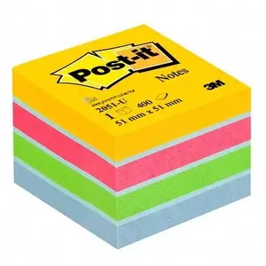 Self-adhesive note pads 3M 2051-U, square 51×51 mm, paper, green/grey/pine/yellow, PEFC