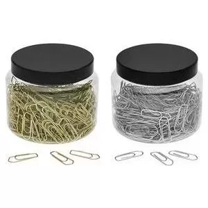 Paper clips WEDO 26 mm brass, clear storage box with screw cap