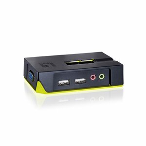 LevelOne KVM-0221 (KVM) tastatūras/video/peļu pārslēgšanas mehānisms Melns, Zaļš