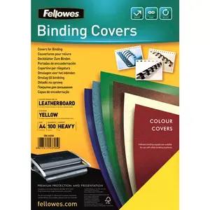 Обложки бумажные Fellowes FSC Leathergrain A4 жёлтые 100 шт (208×298×1 мм)