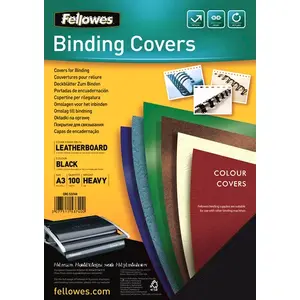 Book covers Fellowes FSC Certified Leathergrain Covers for A3, paper, black, 420×296×1 mm, pack of 100