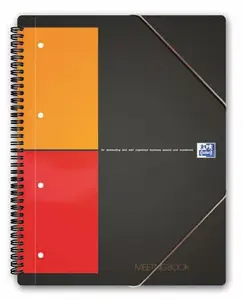 Piezīmju grāmata Oxford A4 Organiser Book, rūtiņpapīrs, 80 lapas, melna
